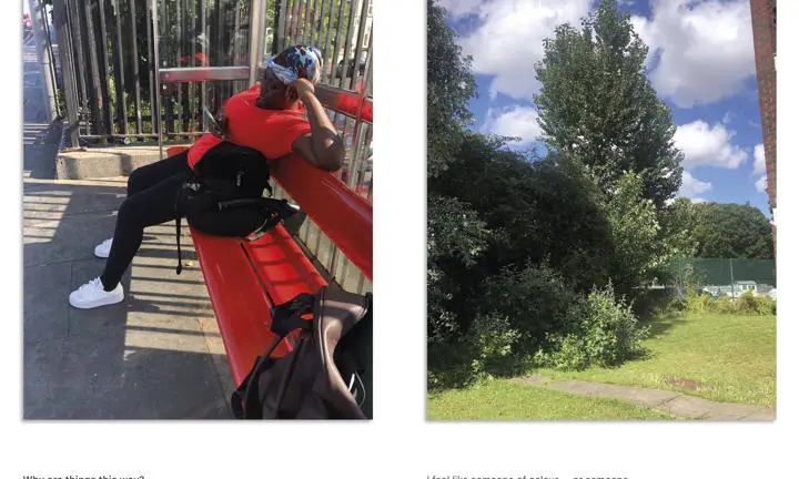 photographs of bus stop and park