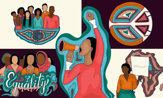 Illustrations of women by Rose Muthoni Kibara