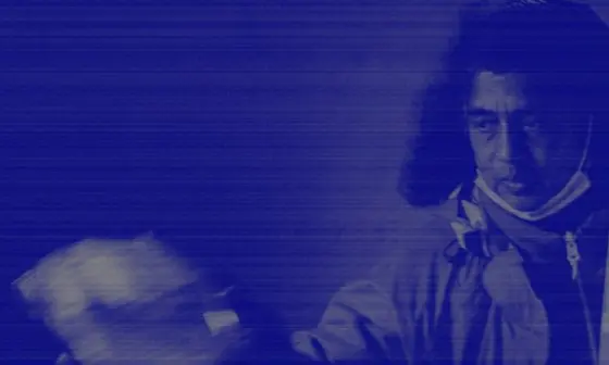 A woman with a face mask