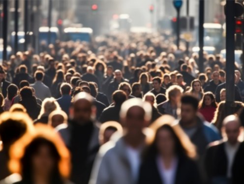 Busy crowd of people