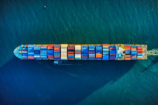 shipping containers on the sea