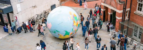 Overhead shot of the LSE Globe and Sheffield Street