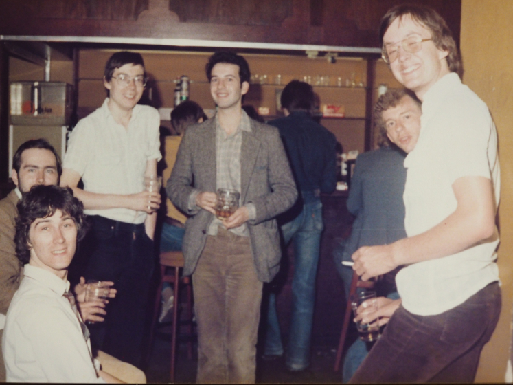Peter and his friends enjoy a drink in the Passfield Hall bar during the 1970s
