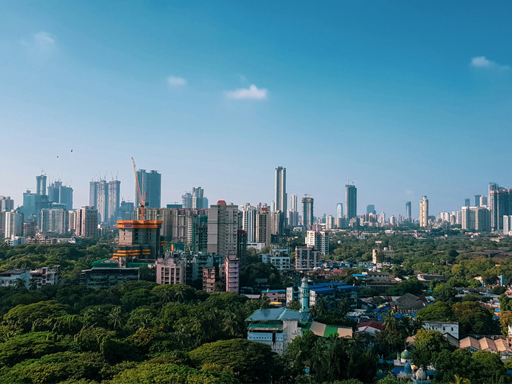 View of the Mumbai skyline on a sunny day