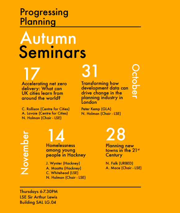 Progressing Planning Autumn Seminars