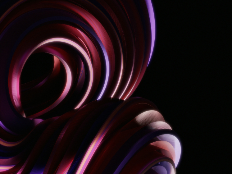 Abstract swirl in pink, red and purple on a black background