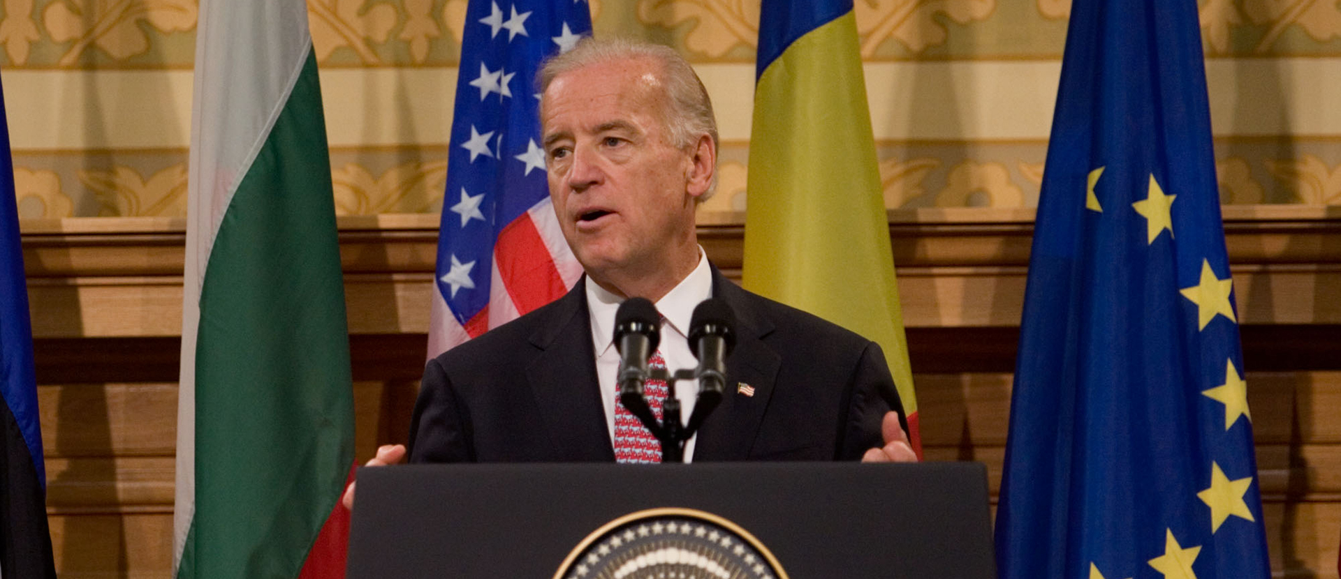 Joe Biden Bucharest event header