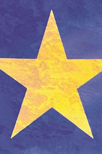 A gold star on a blue background