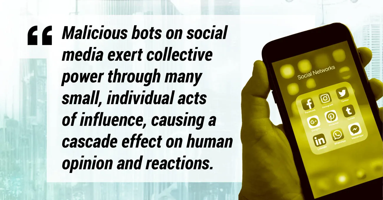 Malicious bots on social media exert collective power