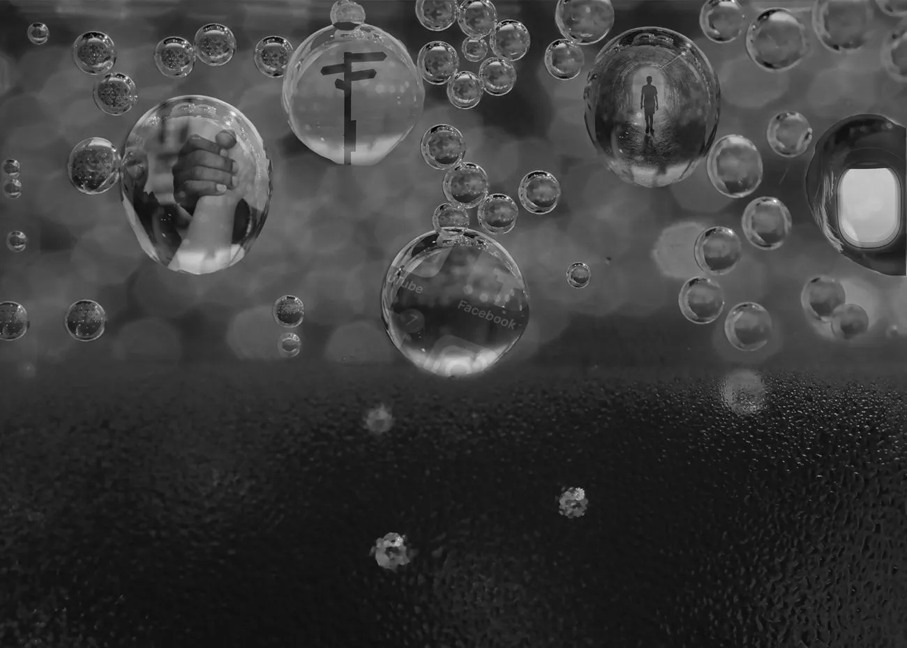 Black and white image of bubbles